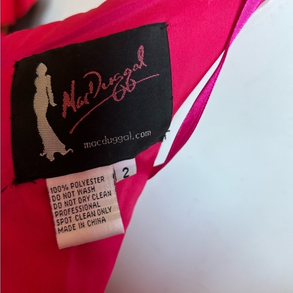 Mac Duggal Bright Pink A-Line Fit & Flare Floral Beaded Petticoat Formal Dress 2 - Picture 15 of 16